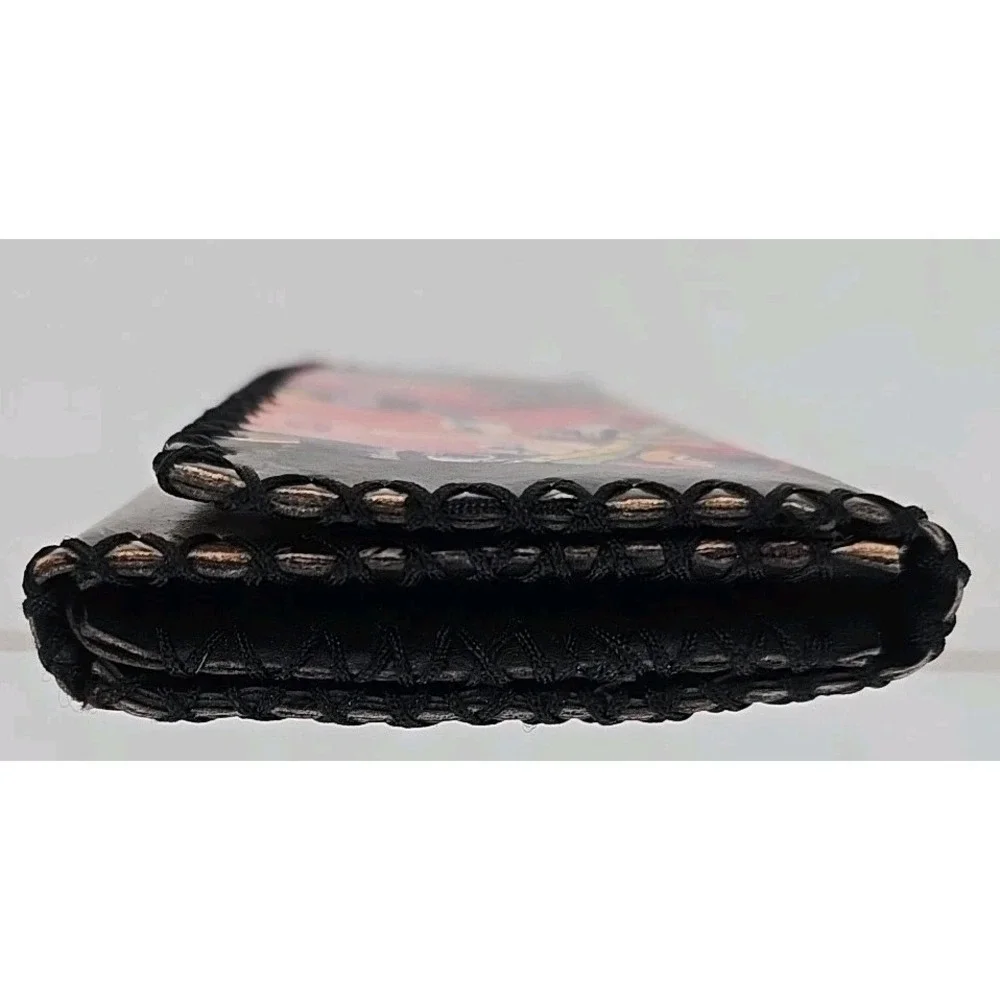 Faux Leather Women's Wallet - Lady Pirate - Butterfly - Snap Open‎ Hand Stitched